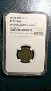 1864 L INDIAN CENT NGC XF BRONZE BETTER DATE 1C Penny Coin PRICED TO SELL! - Picture 1 of 4