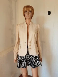 Calvin Klein #351 Women’s Jacket Blazer Tailored Sz L Preowned Beige Corduroy - Picture 1 of 10