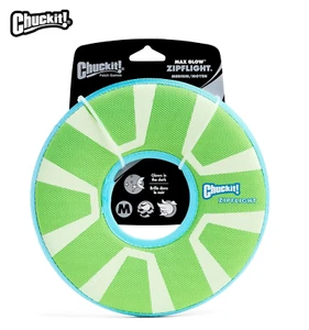 CHUCKIT! MAX GLOW DOG TOY ZIPFLIGHT RECHARGEABLE HIGH VIS DOG TOY RING FRISBEE - Picture 1 of 7