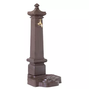Standbrunnen Wasserstelle 106cm Gartenbrunnen Wasserzapfsäule Aluguss braun - Bild 1 von 10