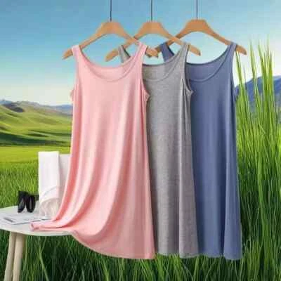Women's Soft Nightgown Scoop Neck Plus Size Stretch Sleeveless Sleep Dress - Image 1 of 4