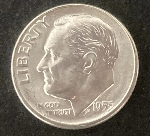 1955-S 10C Roosevelt Dime. B. U Cover