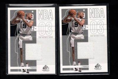 (2) 2002-03 SP GAME USED TONY PARKER GAME-USED JERSEY 2ND YEAR HOFER SPURS - Image 1 of 2
