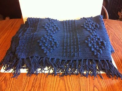 Handmade Teal Blue Afghan....55" x 70" - Image 1 of 4
