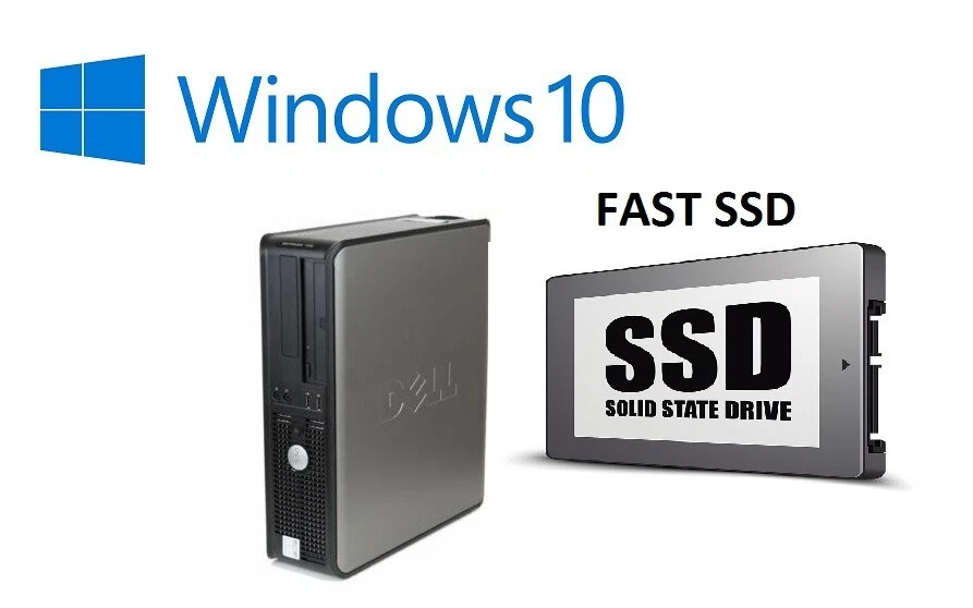 WINDOWS 10 Desktop COMPUTER Dell Intel PC 8GB RAM 256GB SSD DVD WIFI - Image 1 of 1
