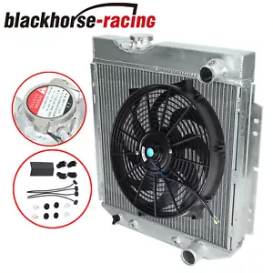 For 1965-1966 Ford Mustang V8 AT Aluminum 3 Row Radiator+14" Slim Cooling Fan - Picture 1 of 12