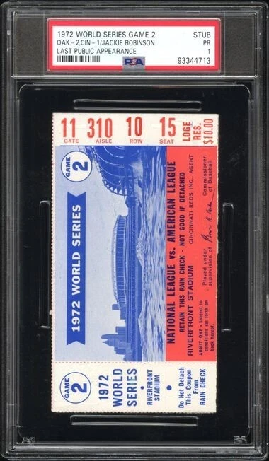 Jackie Robinson Last Appearance Ticket Stub World Series Game 2 PSA 10/15/1972 - Image 1 of 2