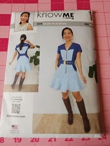 Know Me ME2066 Pattern Color Block Flounced Dress Sizes 16 18 20 22 24 UNCUT - Picture 1 of 5