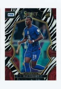 2022-23 Haji Wright Panini Select FIFA Zebra Prizm USMNT Rookie Card 21/25