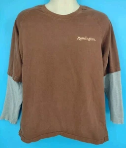 Remington Long Sleeve Brown 100% Cotton T-shirt with Thermal Sleeves Sz. XL - Picture 1 of 5