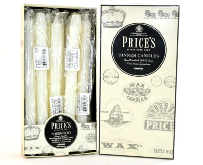 复古 Prices Holiday 晚餐蜡烛 12 英寸 - 10 盒 NOS 无香白色 — 第 1/4 张图片
