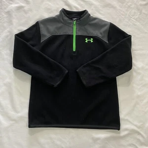 Under Armour Fleece Quarter Zip Pullover Youth Boys Size 7 Black Gray - Picture 1 of 10
