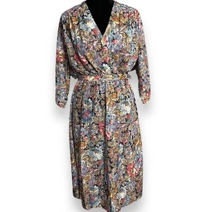 C&A Fit & Flare Dress Womens 12 Petite Multicolor Belted Floral Cottagecore Boho - Picture 1 of 11