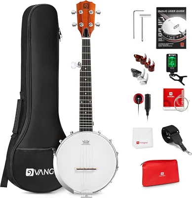 5 String Banjo 26 Inch, MINI Travel Banjo, Banjo Beginner Kit with Remo Head, Op - Image 1 of 4