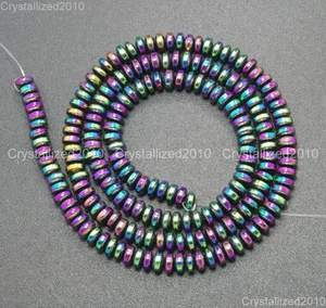 2 Strands Hematite Gemstone Rondelle Spacer Beads 4mm 6mm 8mm Smooth Faceted 16" - Picture 1 of 28