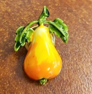 VTG Gold Toned Enameled Lapel Hat Pin Pear - Picture 1 of 4