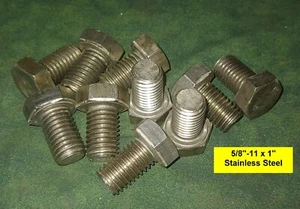 Qty (10) 5/8"-11 x 1" Hex Head Bolts - Stainless Steel (13209-C5) - Picture 1 of 2