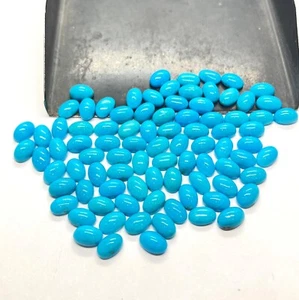 Flat Back Natural Arizona Turquoise Oval AAA Loose Gemstone For Making Jewelry - Picture 1 of 22