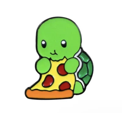Broche Esmalte Tortuga Pizza Verde Aventura Dibujos Animados Solapa Insignia Joyería Foto 1 de 3