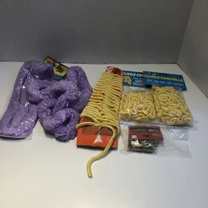 6 Curly Chenille Doll Hair Packages Darice Blue Jay Yellow Purple Brown - Picture 1 of 9