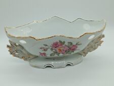 Vintage L&M INC Roses Porcelain Vase 9x4.5x4" Victorian Gravy Boat Oval Dish