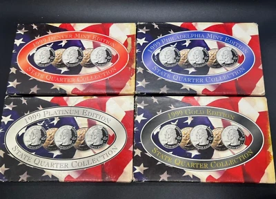 1999 State Quarter Collection Denver, Philly, Platinum & Gold Box In Bad Shape - Image 1 of 4