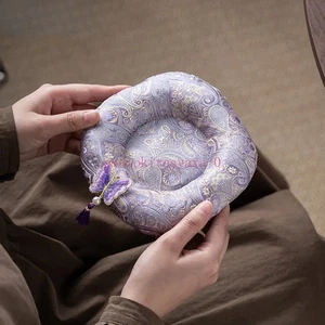 18cm Exquisite Chinesische Brokat Schmetterling Topf Lager Halter Teegeschirr Tablett Untersetzer - Bild 1 von 17