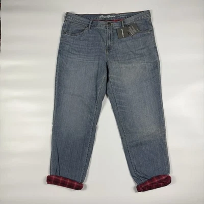 NWT EDDIE BAUER Woman’s Sz 16 Flannel Lined Boyfriend Fit Relaxed Leg Jeans ￼ - Image 1 of 4