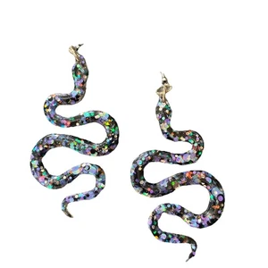 Women’s Earrings Serpent Snake Dangle Gothic Jewelry Halloween Sparkle Creepy - Picture 1 of 13