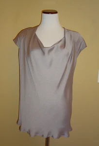 Vintage Escada Gray 100% Silk Cap Sleeve Black Label Top Blouse in size 42 (12) - Picture 1 of 9