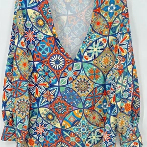 Blusa Noracora Para Mujer Cuello en V Multicolor Talla L Informal Primavera Top - Imagen 1 de 9