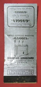 KAFFEE ESPRESSO MASCHINE GAGGIA SEBASTIANI SEBASTIANO MATCHBOOK COVER-AUSTRIA - Picture 1 of 3