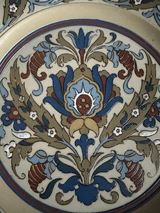 Antique Mettlach Villeroy & Boch Wall Plate persian Paisley etched plaque 1689 - Picture 1 of 6