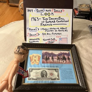 1963 Two Dollar Bill $2 Note Red Seal USA AMERICA MONEY Framed Superb Condition - Picture 1 of 20