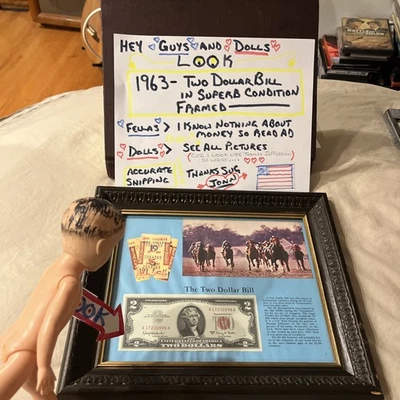 1963 Two Dollar Bill $2 Note Red Seal USA AMERICA MONEY Framed Superb Condition - Image 1 of 4