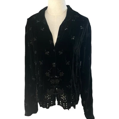 Top Y2K Años 90 Mujer Caprichoso Hada Grunge L Bordado Ojales Bruja Mezcla Seda Foto 1 de 4