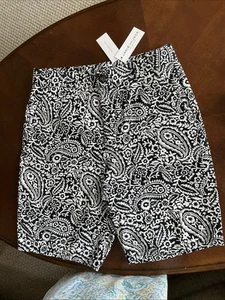 NEW NWT Janie and Jack Girls Bermuda Shorts Size 16 Black White Paisley Floral - Picture 1 of 10