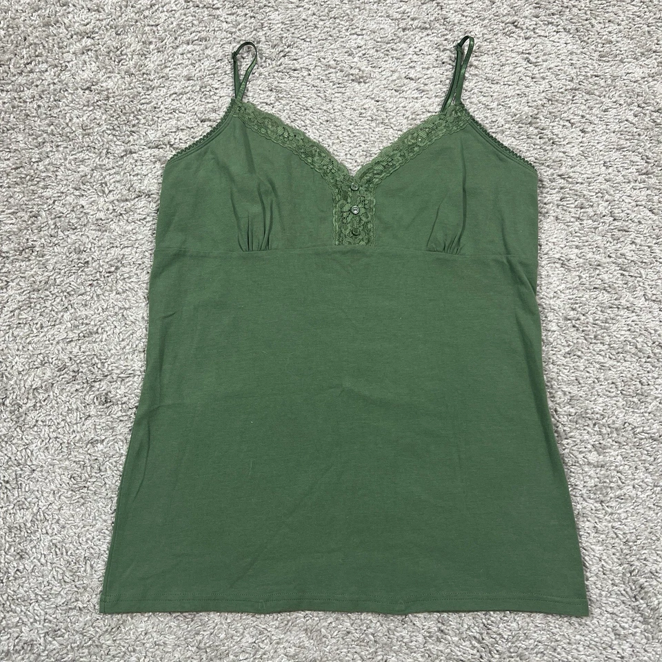 Vintage 90s Y2K Womens Lace Trim Cami Camisole Green Fairy Romantic Size XL - Image 1 of 4