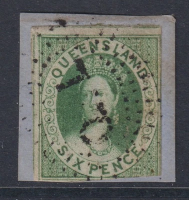 Queensland 1860 SG 3 on fragment CANC F/VF / CAT VALUE $950 - Image 1 of 2