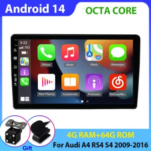 9'' Car Radio For Audi A4 RS4 S4 2009-2016 Android 14 GPS Navi USB CarPlay 4+64G - Bild 1 von 12