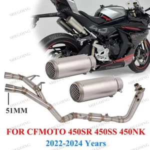 For CFMOTO 450SR 450SS 450NK Motorcycle Exhaust Front Link Pipe Dual Muffler  - Picture 1 of 8
