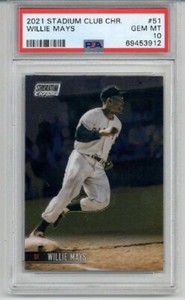 2021 TOPPS STADIUM CLUB CHROME #51 WILLIE MAYS CARD GIANTS PSA 10 LOW POP 1 RARE