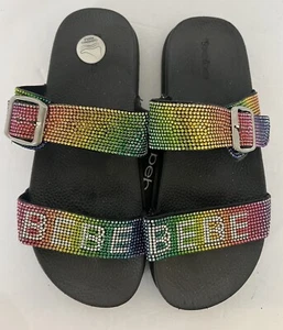 BEBE SLIDE SANDALEN REGENBOGEN STRASS Mädchen Gr. XL 4/5 - Bild 1 von 4