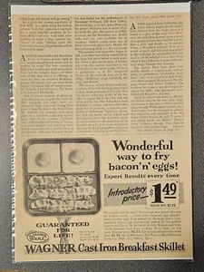 RARE Vintage Wagner Ware Cast Iron Skillet Ad Advertisement - Sidney, Ohio - Picture 1 of 1