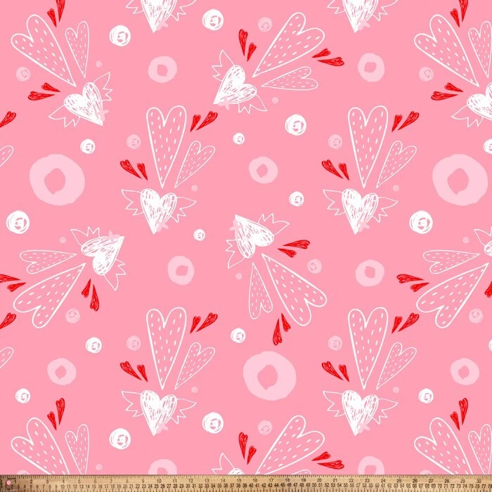 Tela polar con estampado de corazones - 60" de ancho - Se vende por yarda Foto 1 de 1