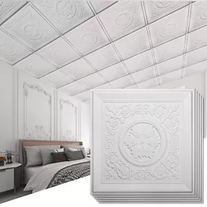 Art3d PVC 3D Deckenfliesen, Wandpaneele, 12er Pack, 24"X24", Schnee Blume Design - Bild 1 von 45