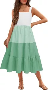 Girl's Sundresses Summer Boho Strap Tiered Cami Maxi Dresses with Pocke - Picture 1 of 5