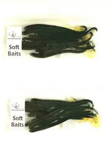 2 paquetes Jed Welsh 5,5" cola rizada gusano recto anguila negra cola dorada 10 unidades - Imagen 1 de 11