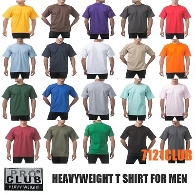 PRO CLUB HEAVYWEIGHT T SHIRTS PROCLUB MENS PLAIN SHORT SLEEVE BIG AND TALL M-7XL - Image 1 of 2