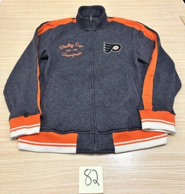 Chaqueta polar Philadelphia Flyers NHL CCM cremallera completa talla XL naranja/gris hockey Foto 1 de 4